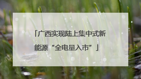 广西实现陆上集中式新能源“全电量入市”